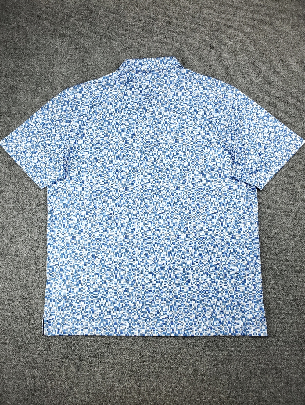 Maelreg Golf Polo Shirt XL Performance Stretch Blue Geometric Print Short Sleeve - Picture 3 of 9